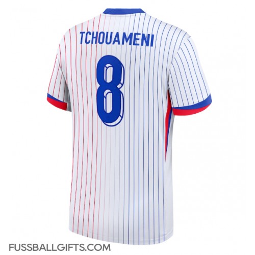 Frankreich Aurelien Tchouameni #8 Fußballbekleidung Auswärtstrikot EM 2024 Kurzarm